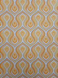 Geel en oranje vintage geometrisch behang