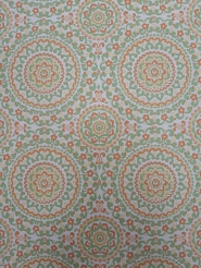 Groen, geel en oranje vintage bloemenbehang