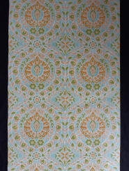 Groen, lichtblauw en bruin medaillon vintage behang